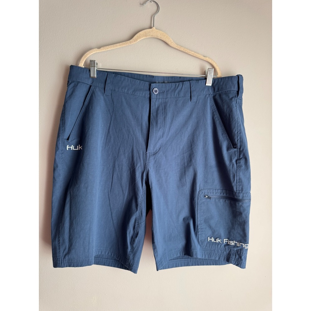 Huk Performance Fishing Shorts Mens XXL Navy Blue Stretch Cargo
